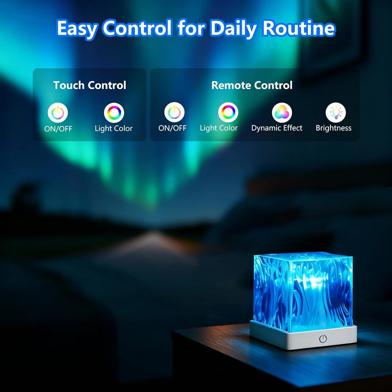 Northern Lights Projector, Cube Aurora Galaxy Projector with Remote, 16 Color Mood Lighting Dimmable Ocean Light, Memory Function, Trendy Cute Stuff for Teen Girls Gifts Bedroom Room