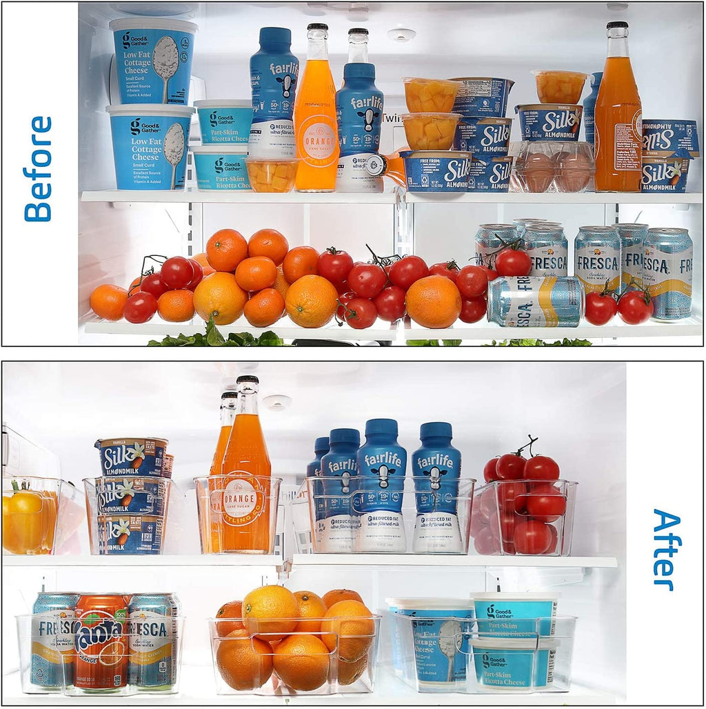 Fridge Organizer - 14 Piece Refrigerator Organizer Bins - Stackable Freezer Organizer - Clear Refrigerator Organizer - Acrylic Fridge Bins, (VDS-SB-BIN-14SET)