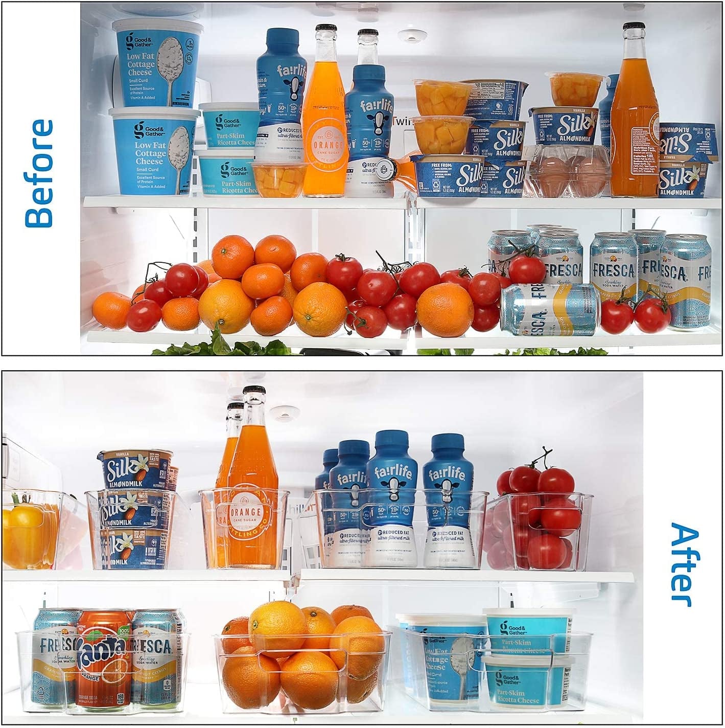 Fridge Organizer - 14 Piece Refrigerator Organizer Bins - Stackable Freezer Organizer - Clear Refrigerator Organizer - Acrylic Fridge Bins, (VDS-SB-BIN-14SET)
