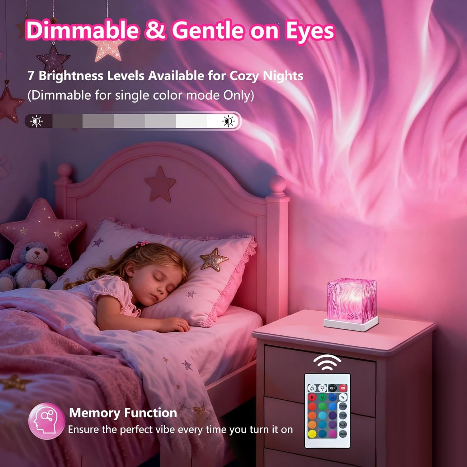 Northern Lights Projector, Cube Aurora Galaxy Projector with Remote, 16 Color Mood Lighting Dimmable Ocean Light, Memory Function, Trendy Cute Stuff for Teen Girls Gifts Bedroom Room