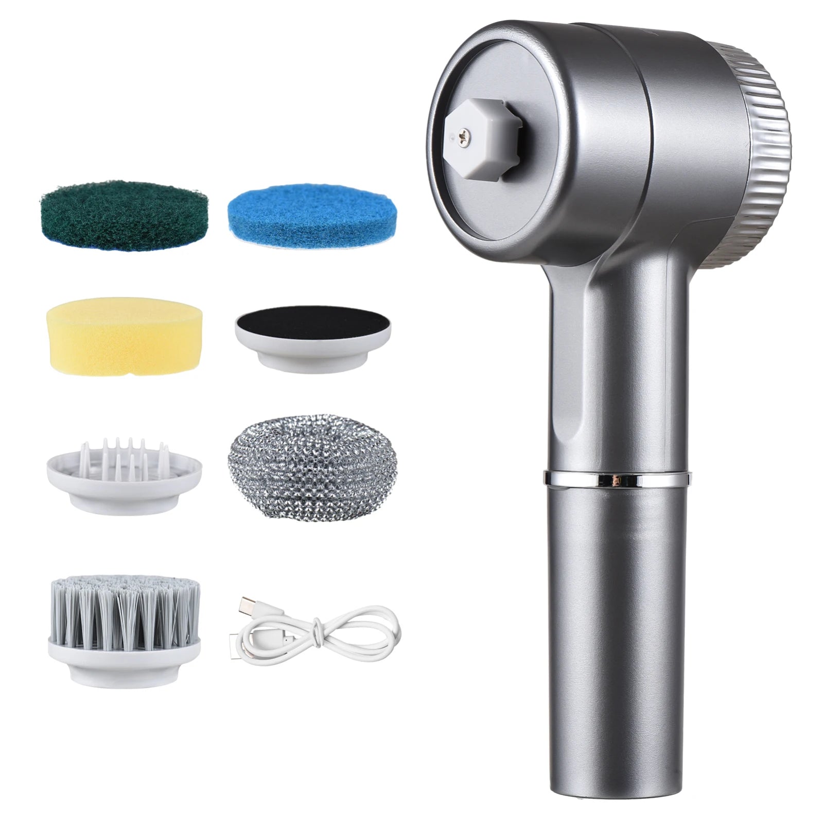Cordless Electric Cleaning Brush Set Portable Electric Spin Scrubber Water Resistant 3 Speeds Digital Display Handheld Scrubber