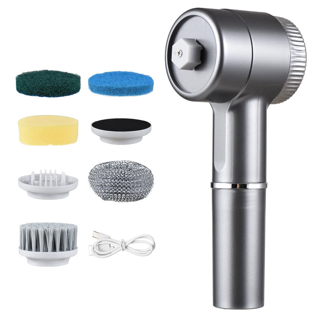 Cordless Electric Cleaning Brush Set Portable Electric Spin Scrubber Water Resistant 3 Speeds Digital Display Handheld Scrubber