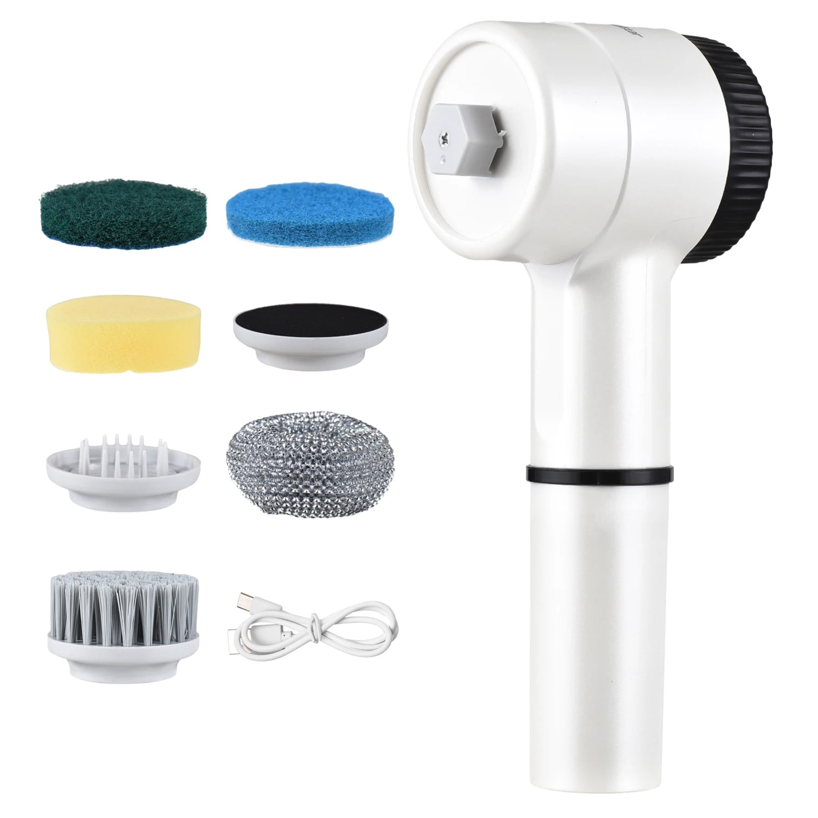 Cordless Electric Cleaning Brush Set Portable Electric Spin Scrubber Water Resistant 3 Speeds Digital Display Handheld Scrubber